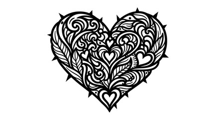 Obraz premium Intricate Ornamental Heart Illustration with Floral Swirls