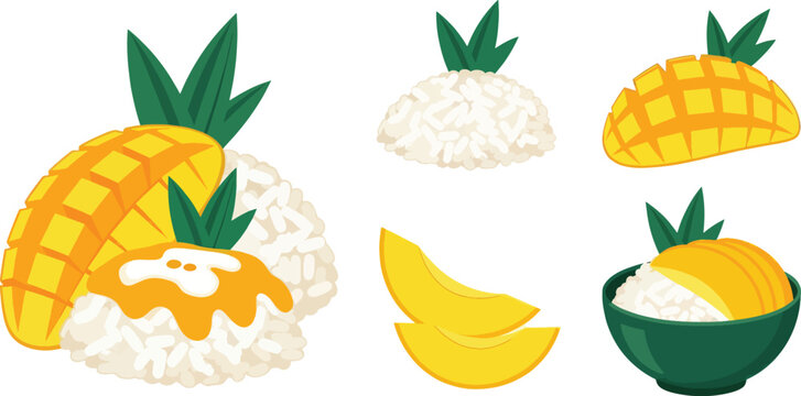 A cheerful illustration features a pineapple, a bowl of rice with a fried egg, and slices of pineapple.