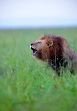 Lion fierce bellow shatters the calm