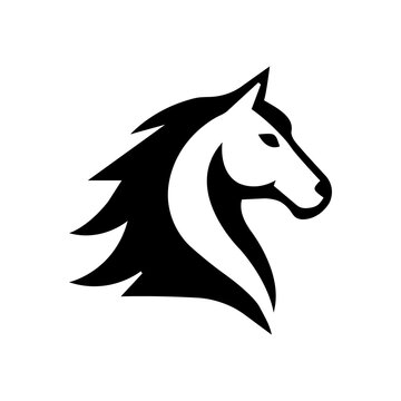 Abstract Horse Head Silhouette Vector Illustration Tribal Stallion Animal Logo Icon Black Symbol Design with Flowing Mane Isolated on White Background