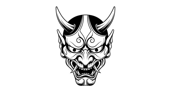 Japanese Oni Demon Mask Vector Illustration