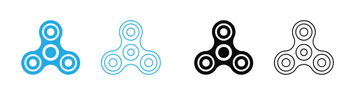 Fidget Spinner Icon Set: Minimalist Vector Toy Graphics for Stress Relief and ADHD Support .