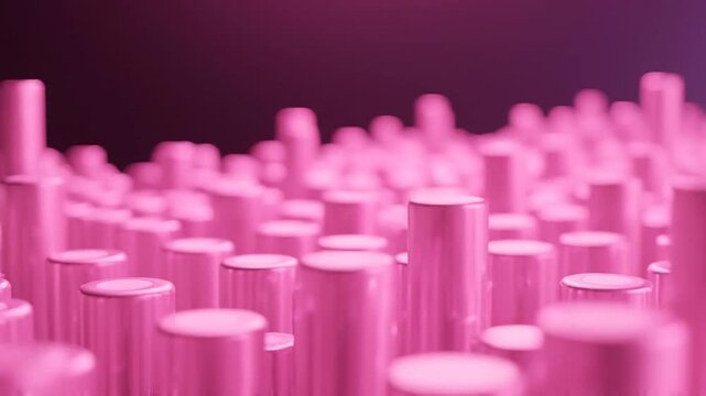 A Vibrant Display of Pink Cylinders Creating a Stunning Visual Arrangement, Showcasing Depth, Variation, and Texture in a Captivating Color Palette