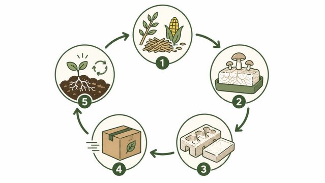 Mycelium Packaging Lifecycle From Agricultural Waste to Eco-Friendly Protective Packaging and Home Compost