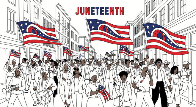 Juneteenth Celebration Parade Illustration