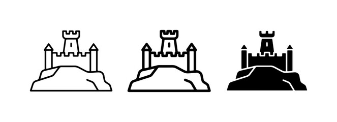 Castle Icons, Fortress Graphics, Medieval Landmark Vector Set © Jannat