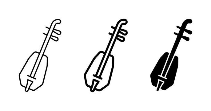 Sitar Vector Icons, Indian Musical Instrument Symbols, Traditional Stringed Music