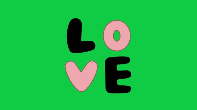 Love Typography with Pink Heart Letter Design