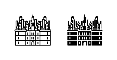 Gothic Castle Icons, Medieval Fortress Silhouette, Historic Building Vector Art © Riad