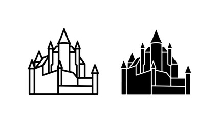 Castle Icons, Medieval Fortress Vector Graphics, Fantasy Kingdom Silhouettes © Tabassom