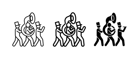 Marching Band Icons: Musicians, Tuba, Trumpet, Parade Figures © Tabassom