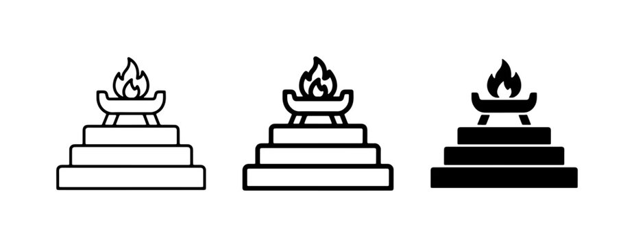 Altar Icons, Fire Symbols, Ritual Offerings, Sacred Fire Vector Set