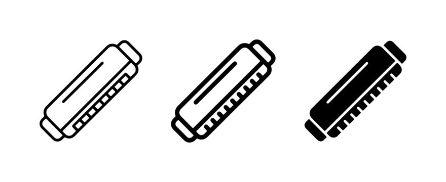 Harmonica Icons Set, Blues Harp Vector Graphics, Musical Instrument Symbols