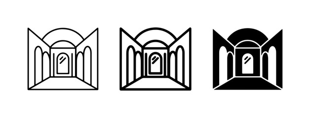 Obraz premium Architectural Hallway Icons, Perspective Archways, Minimalist Building Designs