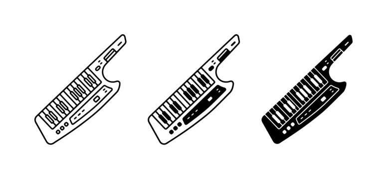 Keytar Icons: 3 Styles of Vintage Synthesizer Keyboard Instruments