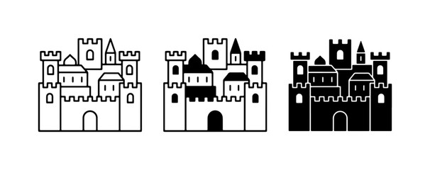 Castle Icons, Fortress Vector Art, Medieval Building Graphics © Abdul