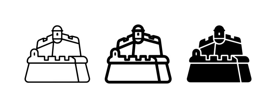 Fortress Icons, Castle Symbols, Military Outpost Vector Graphics