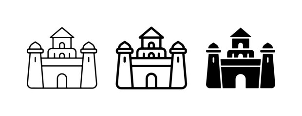 Castle Icons, Fortress Symbols, Medieval Architecture Vector Set © Shahriar