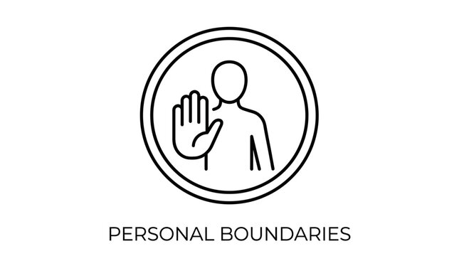 Personal Boundaries Conceptual Icon Set in Thin Line Vector Style Featuring Individual Space Protection and Interpersonal Privacy Limits with Editable Stroke for Mental Health Design