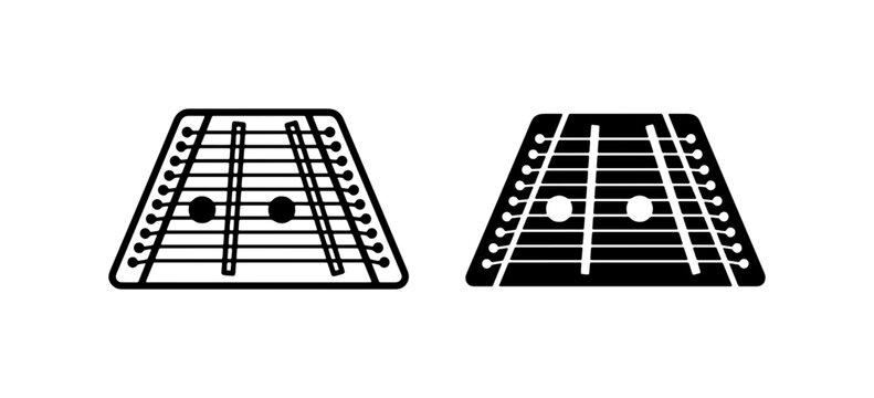 Hammered Dulcimer Icons: Outline and Solid, Musical Instrument Graphics