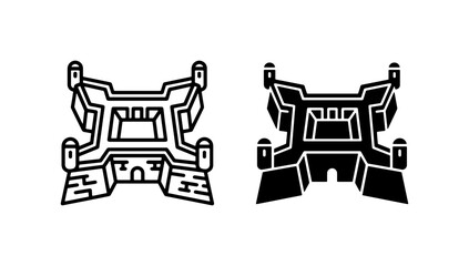 Fortress Icons, Castle Symbols, Military Architecture Vector Graphics © Tahira