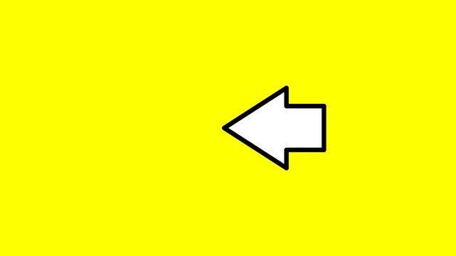 Repeating left arrow animation. animated video of left arrow moving on a yellow background, alpha channel. 4k resolution