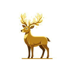 Golden Deer with Large Antlers Standing. © wawan