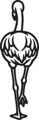 Fototapeta premium Flamingo Silhouette On White Background Stylized Line Art Illustration