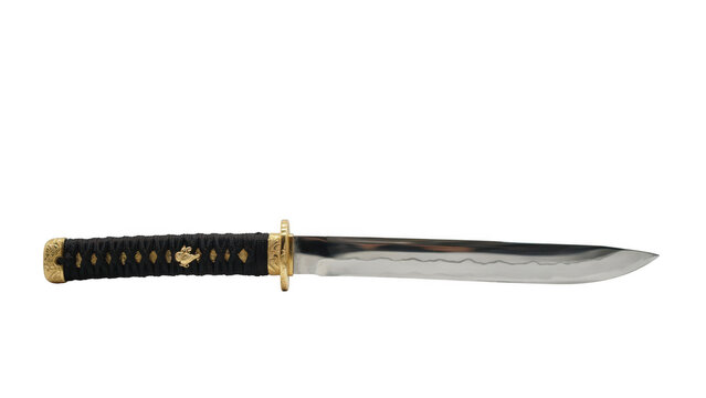 Traditional japanese tanto dagger knife isolated on transparent background
