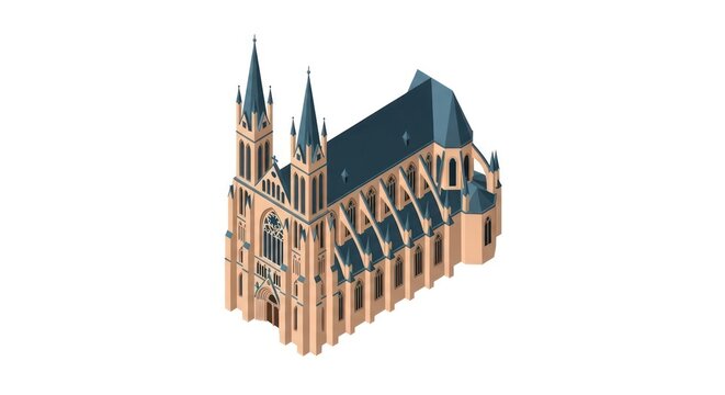 Gothic cathedral architecture building model.