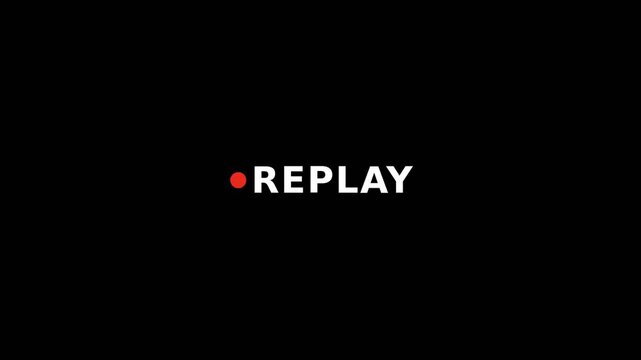 A digital replay screen overlay with a red recording dot on a black background.