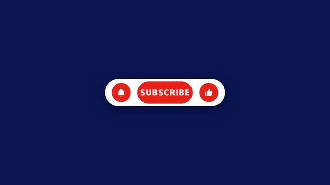 A red and white subscribe button icon on a dark blue background.