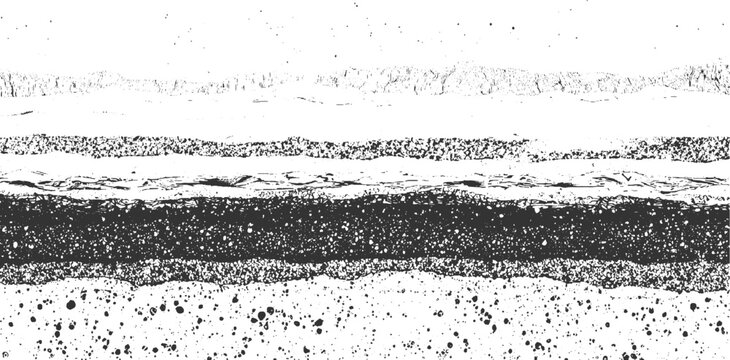 Abstract layered landscape with textured strata and scattered dots background pattern grunge