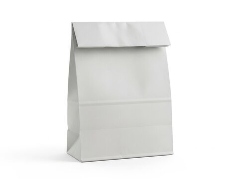 Empty paper lunch bag standing upright