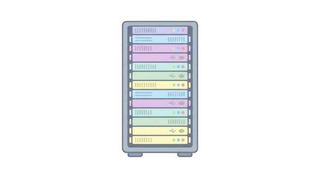 Colorful pastel server rack illustration on white background