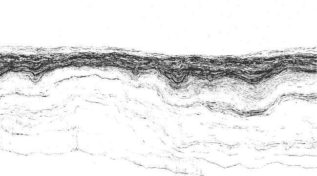 Black and white abstract wavy layered texture with grainy detail and speckles pattern
