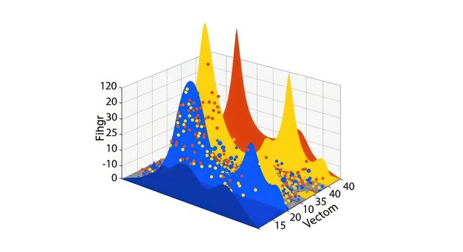 3D graph with colorful bell curves.
