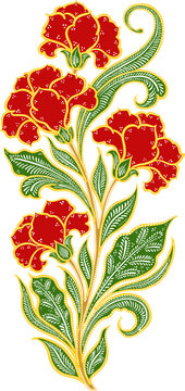 Floral Batik Motif Decorative Illustration