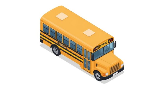 Yellow School Bus Isolated on White.