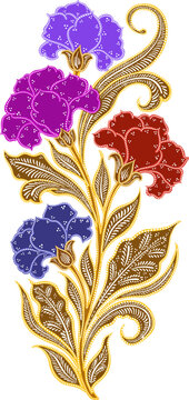 Floral Batik Motif Decorative Illustration