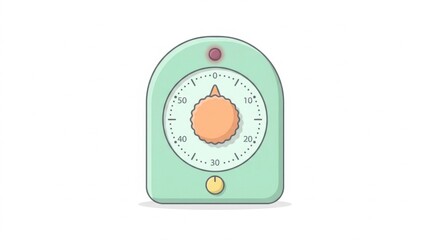 Naklejka premium Green retro mechanical kitchen countdown timer isolated illustration