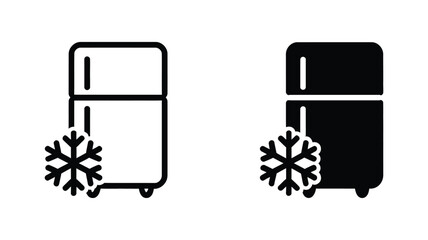 Refrigerator freezer icon set, fridge symbols, cooling snowflake icons, outline and solid styles, kitchen appliances, food storage, household vector illustration. © AYAT
