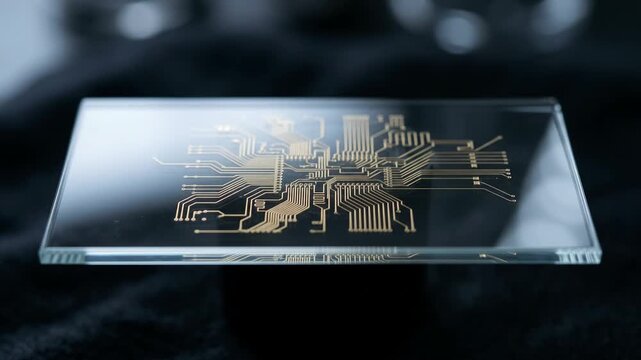 Glass chip substrate with gold circuit traces, semiconductor technology