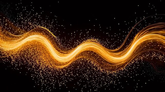 Golden flowing light particles