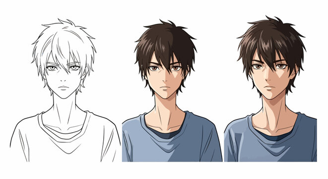 Evolution of Anime Male Character Design From Sketching to Final Polished Digital Illustration