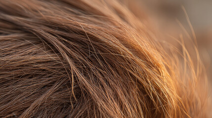 Fototapeta premium Terracotta hair strands create natural aesthetic with soft light highlighting mineral tones in this close up texture