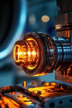 Detailed close up view of an ect probe making contact with a titanium surface for accurate and precise analysis