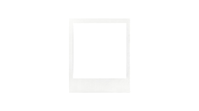 Polaroid photo frame, white background, instant camera picture, blank template