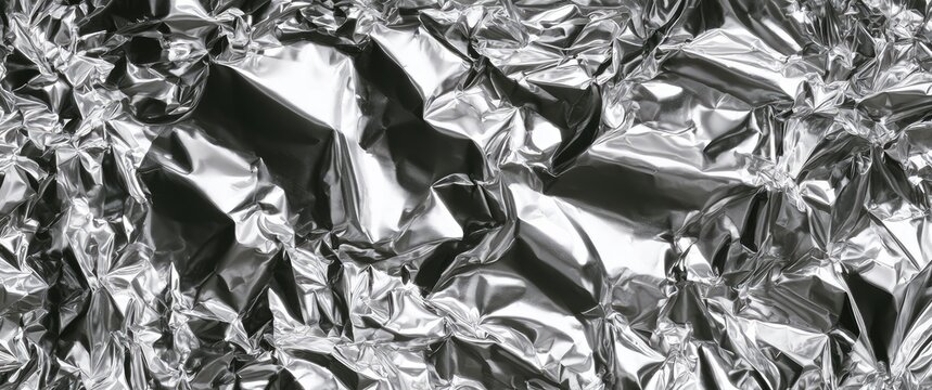 Abstract of crumpled, reflective metallic foil