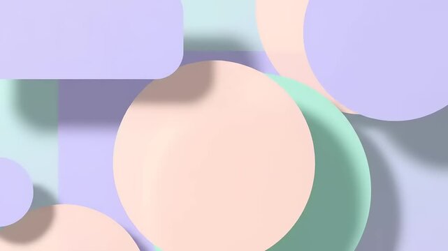 Abstract 3D Geometric Composition with Muted Pastel Colors and Soft Shadows for Modern Background Design